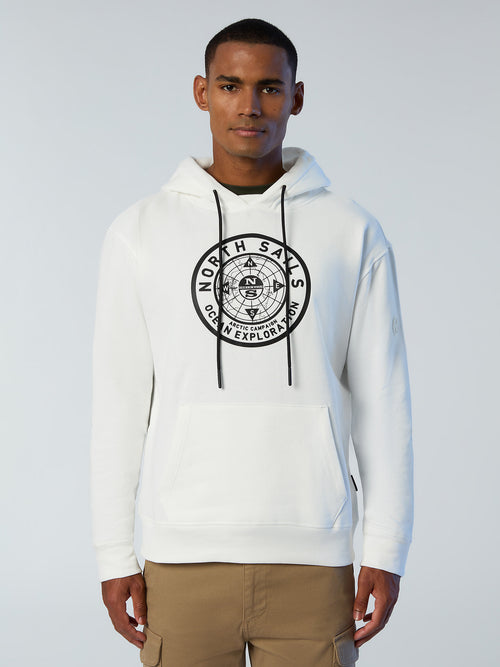 Brushed fleece hoodie with graphic print