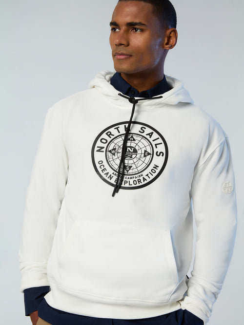 North Sails Brushed fleece hoodie with graphic print